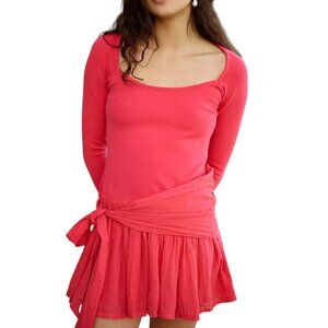 Free People Lexi Drop-Waist Mini Dress High Risk Red Size Medium
